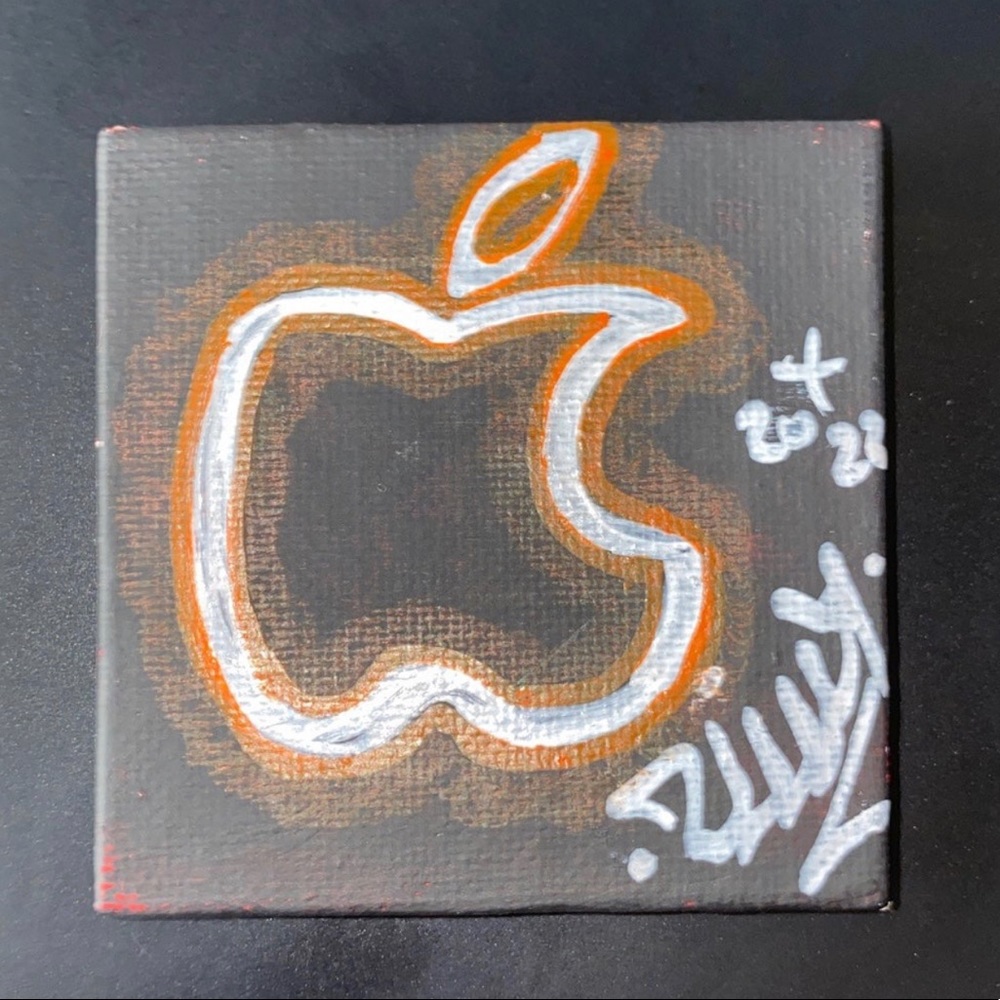 Glow Affect Apple drawing Design Graphic Artwall custom handmade very small 1.5